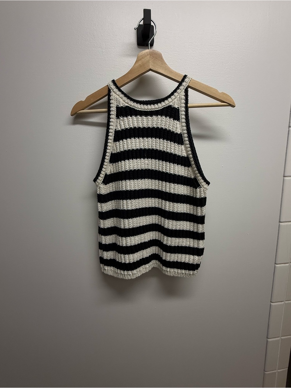 a new day Black & White Striped Knit Tank